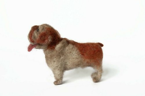 Toys from Anzhelika English bulldog, felt miniature dog, for the decor of the Dollhouse