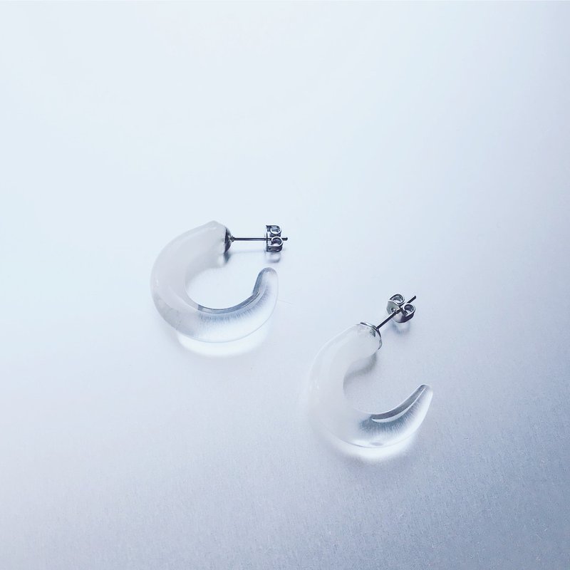 Half moon Earring White / L - ต่างหู - แก้ว ขาว