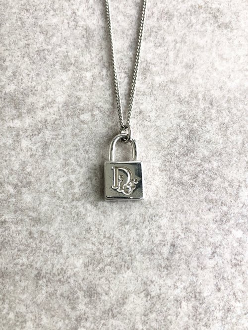 【美品】 Dior カデナ ネックレス クリスチャンディオール ハートカデナチャームネックレス ゴールド×ブラウン