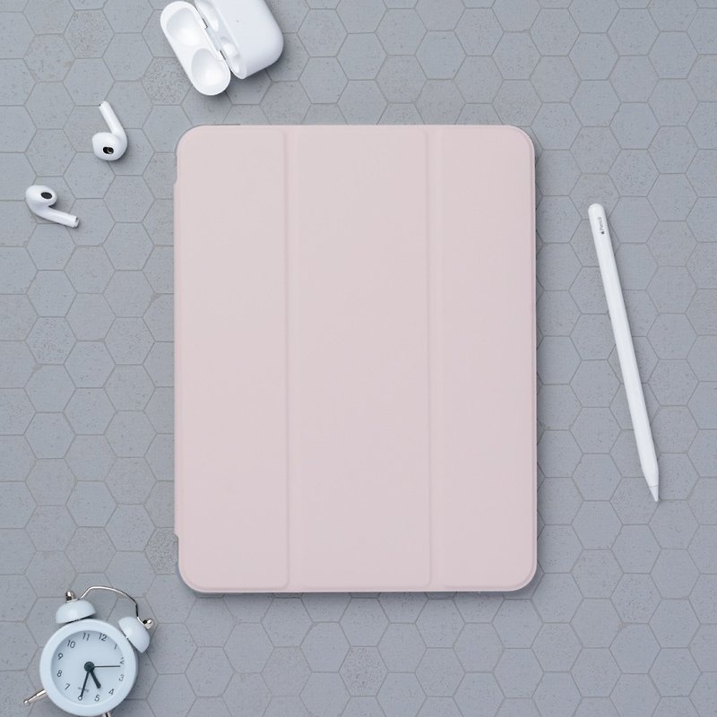 iPad Pro/Air/Mini 三折式霧面硬底軟邊細紋氣囊保護殼 - 素色款
