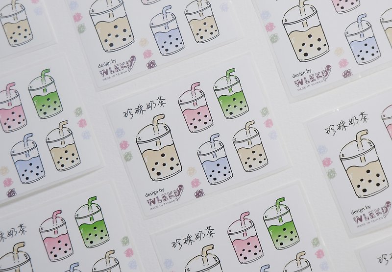Pearl milk tea hand scrapbook paper / 5 pcs - Stickers - Paper 