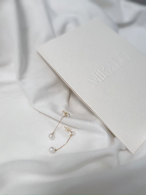 Mikado Jewellery 心連心耳環- 18K純金日本Akoya珍珠耳環
