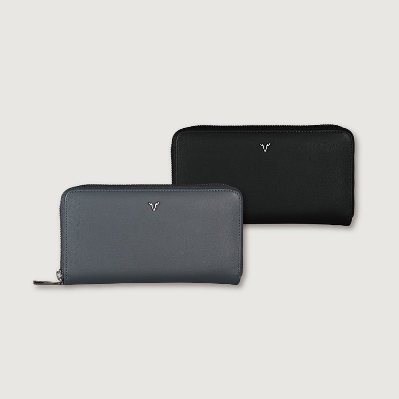 【結帳贈擦拭布乙條】亞岱爾 8卡拉鏈長夾-黑色/VA139W015BK - 銀包 - 真皮 多色