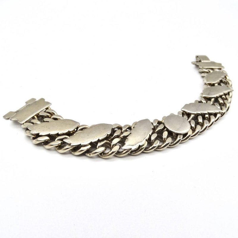 50s USA vintage silver leaf design bracelet - สร้อยข้อมือ - โลหะ สีเงิน