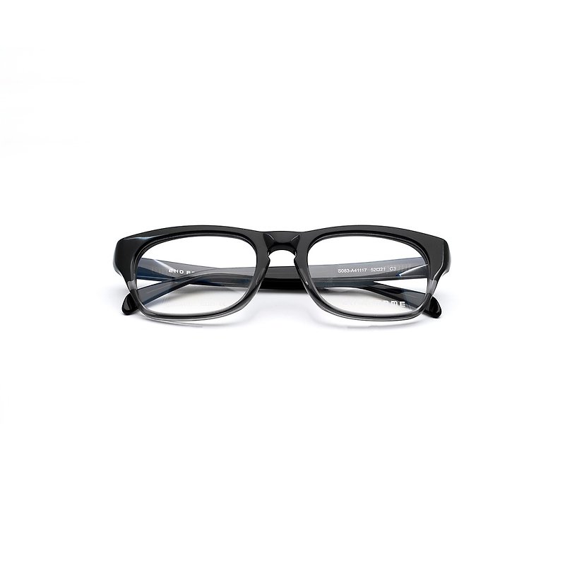 Two-color gradient square-frame acetate glasses with upper black and lower transparent - Glasses & Frames - Other Materials Gray