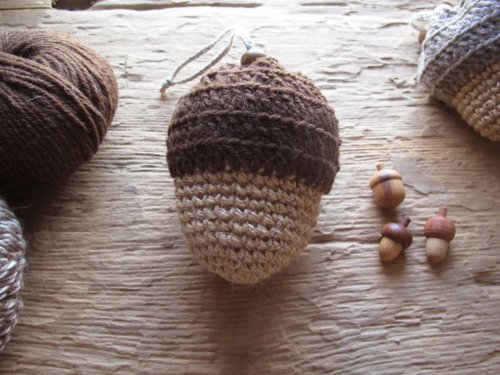 Woven oak acorn bundle pocket acorn / crochet / pure wool / green sandalwood