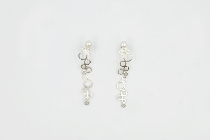 I-Shan13 Pearl Bubble Earrings Length - Earrings & Clip-ons - Sterling Silver Silver