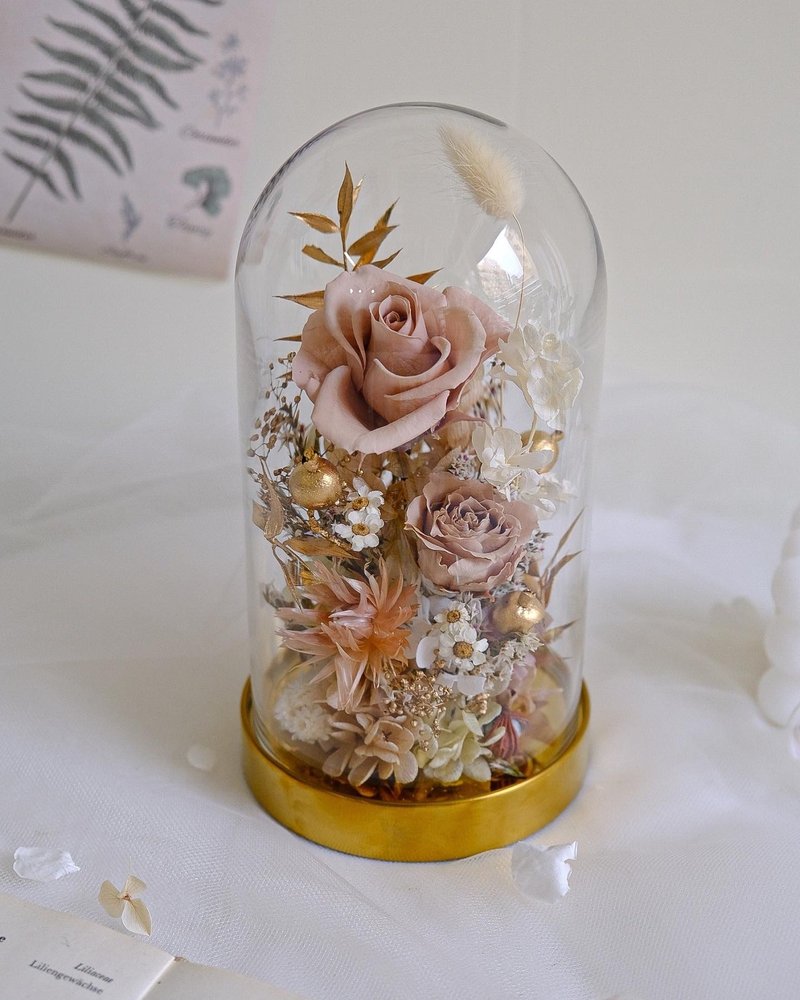 Temperament Nude Glass Flower Cup Immortal Rose - Milk Brown - Items for Display - Plants & Flowers Khaki