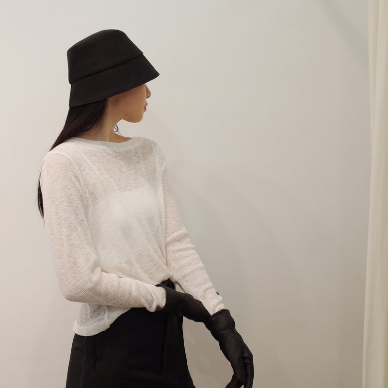 back slit cloche hat - หมวก - เส้นใยสังเคราะห์ สีดำ