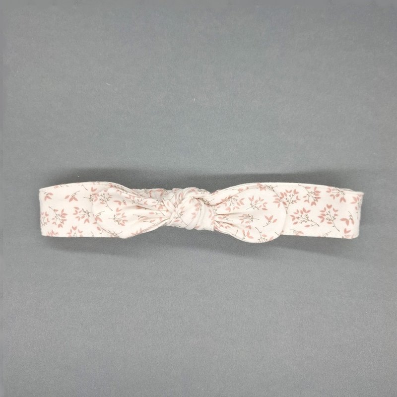 【Deux Filles Organic Cotton】Baby Hairband with Pink Branches and Leaves - หมวกเด็ก - ผ้าฝ้าย/ผ้าลินิน 