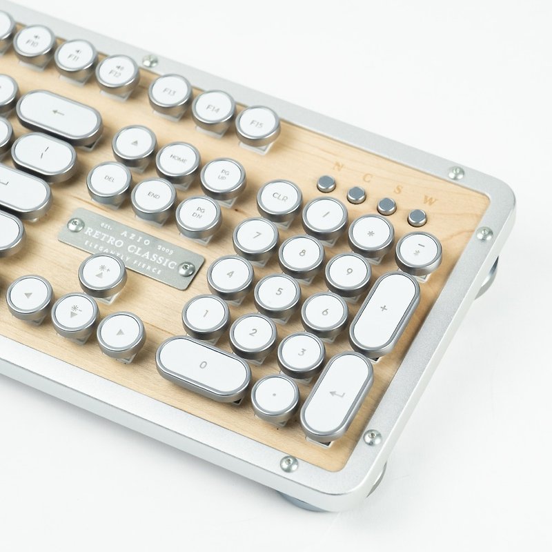 AZIO RETRO CLASSIC MAPLE 楓木打字機鍵盤-中文 (BT無線藍牙版) - 電腦配件 - 其他金屬 銀色