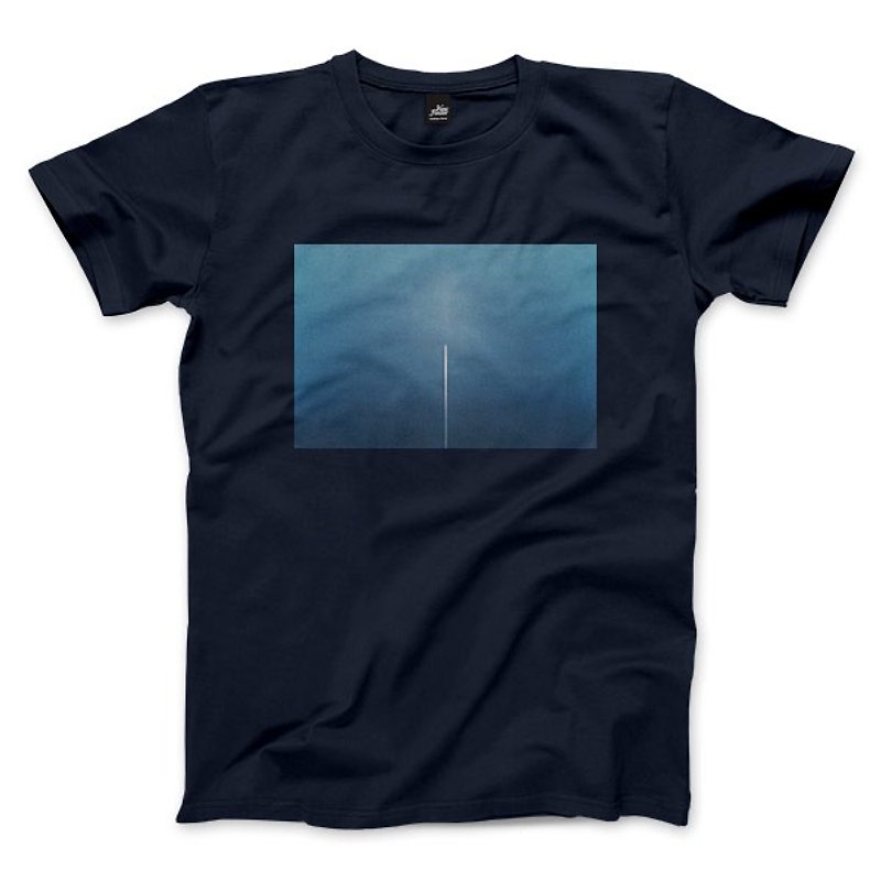 飛行機雲-ネイビー-ユニセックスTシャツ - Tシャツ メンズ - コットン・麻 ブルー