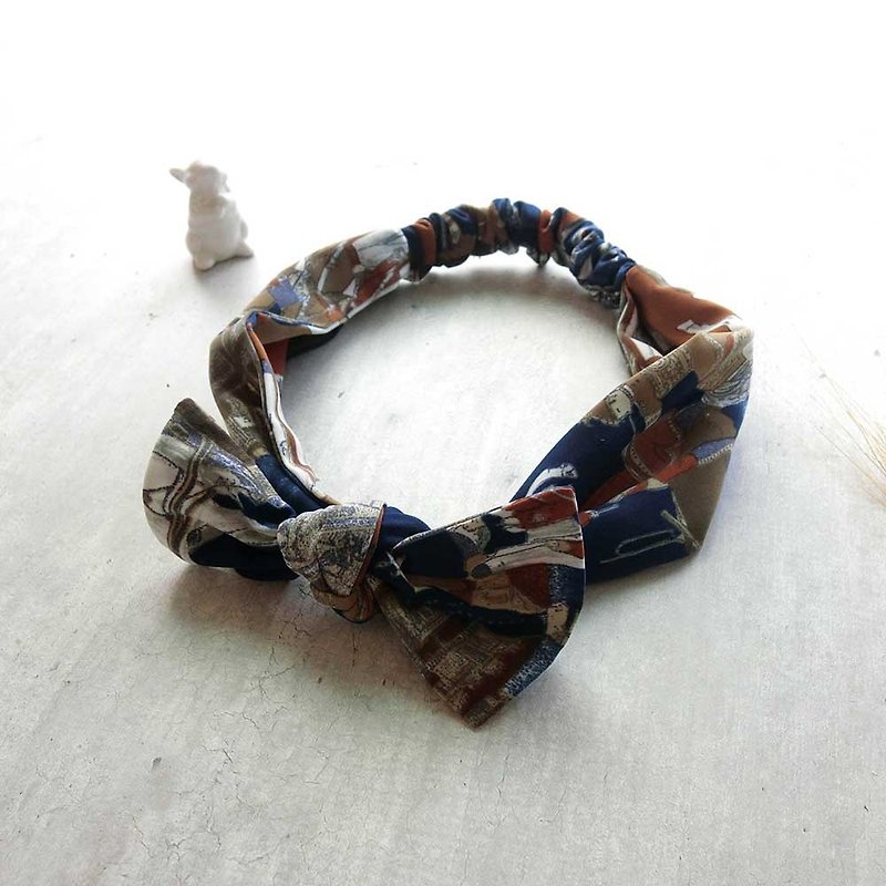 [shell art] small guard thick chiffon bow tie - ที่คาดผม - ผ้าไหม สีนำ้ตาล