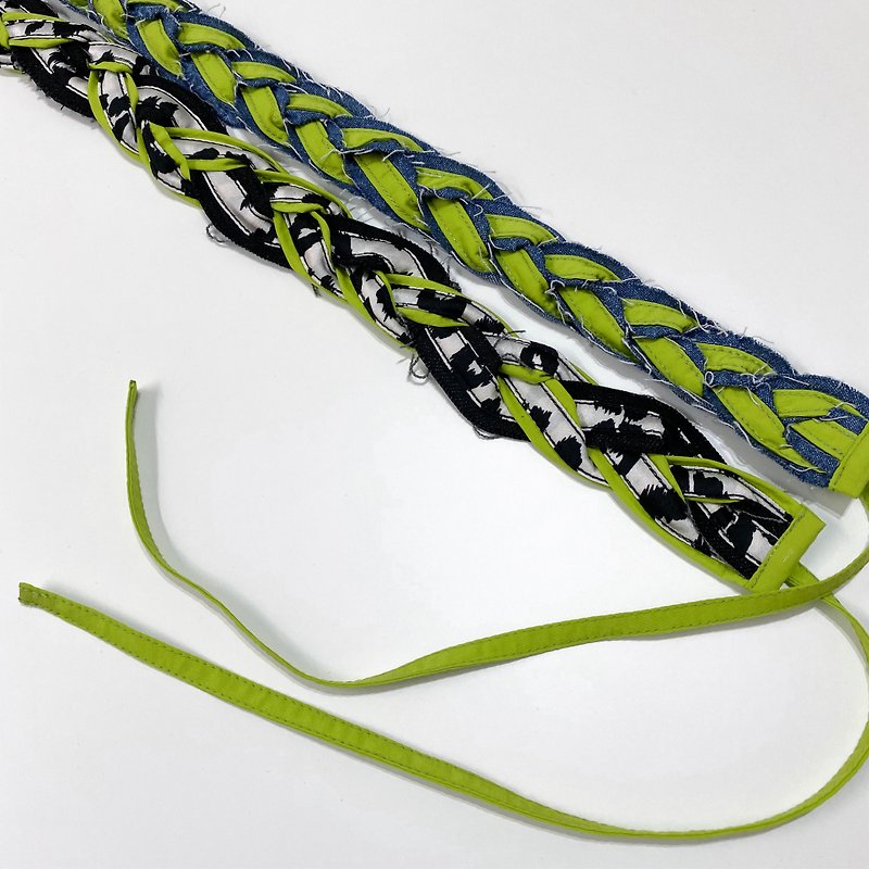 Neon Green-Handmade Self-Tie Braid Headband - Headbands - Polyester Multicolor