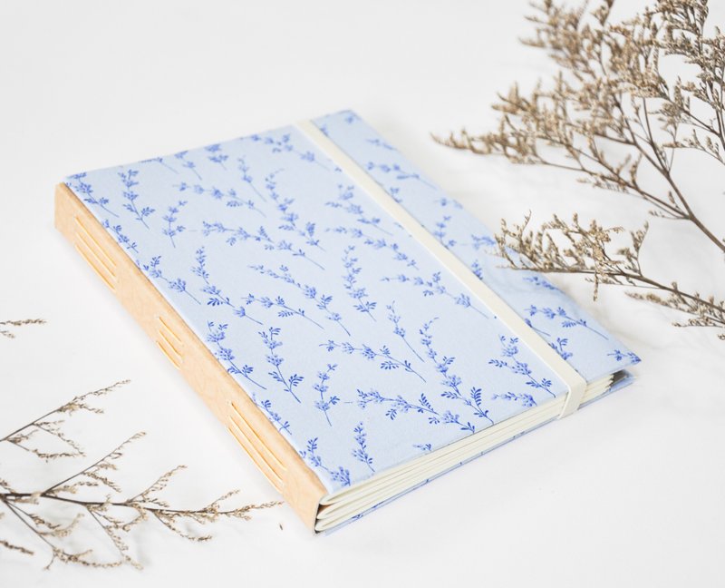 Handmade note book - สมุดบันทึก/สมุดปฏิทิน - ผ้าฝ้าย/ผ้าลินิน สีน้ำเงิน