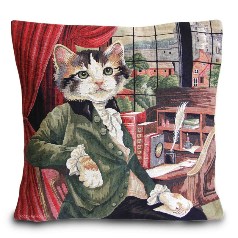 European royal jade pillow, limited to 1 cat baron & poet in the world, with a mysterious atmosphere, elegant aristocracy - Pillows & Cushions - Cotton & Hemp 