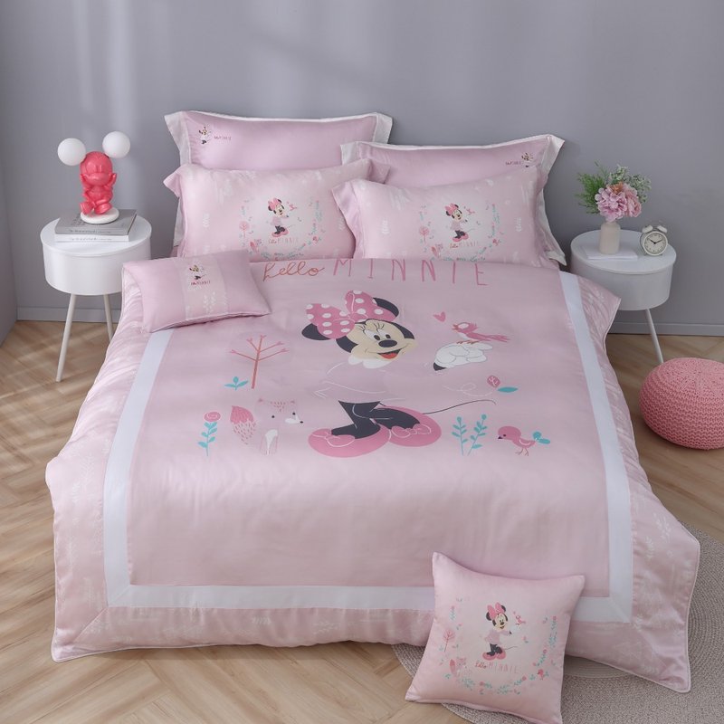 萊賽爾天絲-床包枕套兩用被組-迪士尼-野餐奇遇記-正版授權-米妮 - 寢具/床包 - 絲．絹 