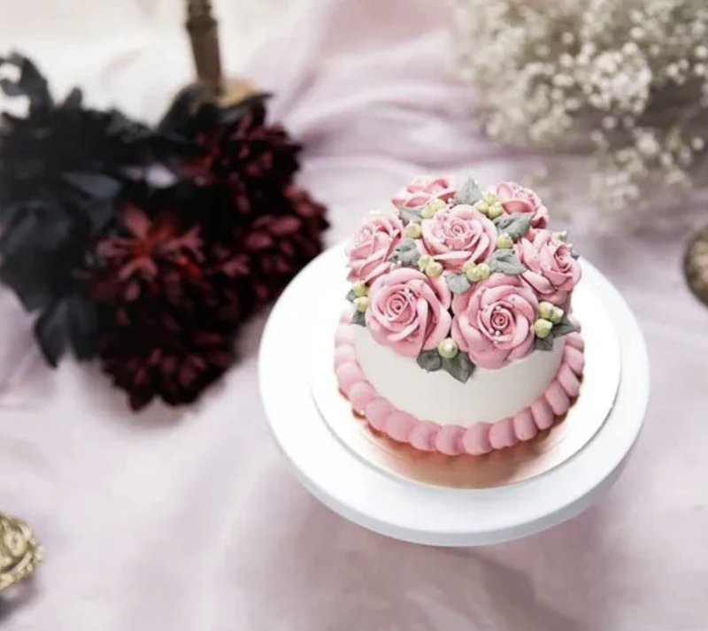 【獨家禮物】4吋粉妝淑女/玫瑰花/生日蛋糕/24hr快速出貨/免運 - 蛋糕/甜點 - 新鮮食材 粉紅色