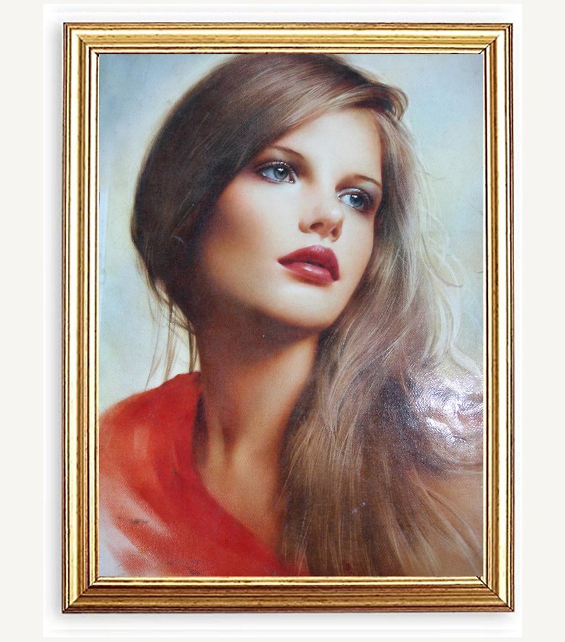 Custom portrait from a photo, family portrait, woman portrait, portrait for gift - ภาพวาดบุคคล - กระดาษ สีส้ม