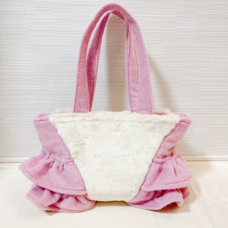 LOVELY FUR TOTE BAG - Handbags & Totes - Wool Pink