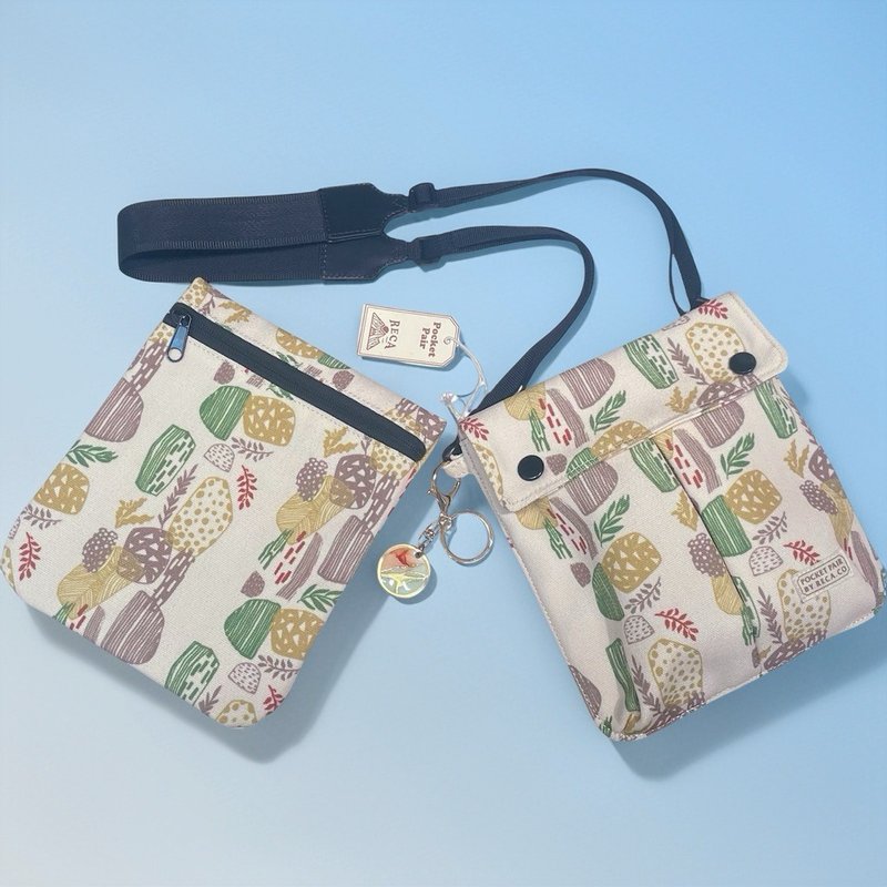RECA マグネットマルチポーチ Pocket Pair - Blossom Pocket 2 プリント柄 - ショルダーバッグ - コットン・麻 