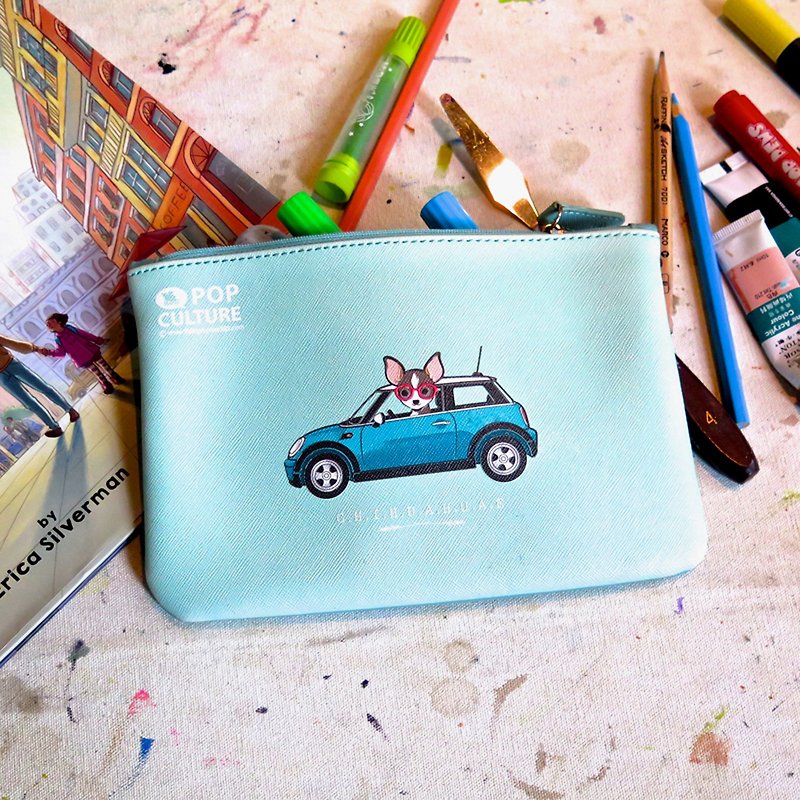 Flying Mouse 365 .Chihuahua .Design .Zip Pouch .Pencil bags .Hand bags - Toiletry Bags & Pouches - Faux Leather Green