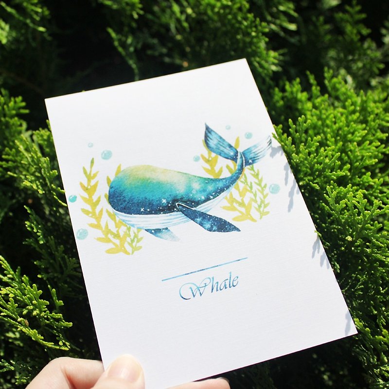 whale postcard - การ์ด/โปสการ์ด - กระดาษ สีน้ำเงิน