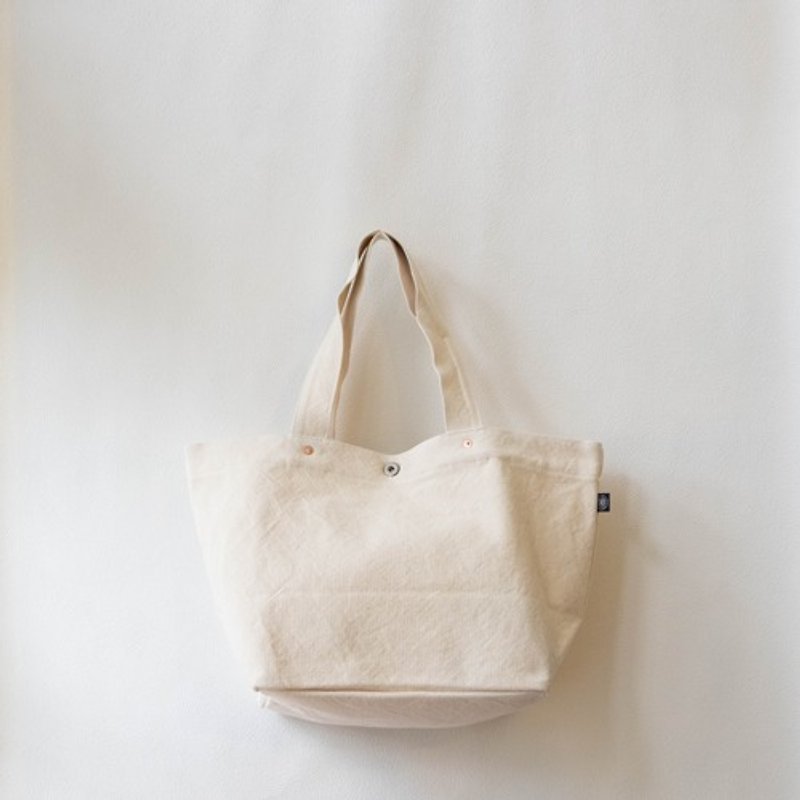 Boat-shaped Tote Bag L [Beige] (VC-7L) - Handbags & Totes - Cotton & Hemp White