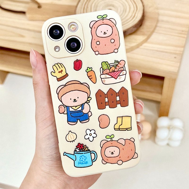 Big potato bear beige Mobile phone case Silicone Protective Case - 手機殼/手機套 - 矽膠 咖啡色