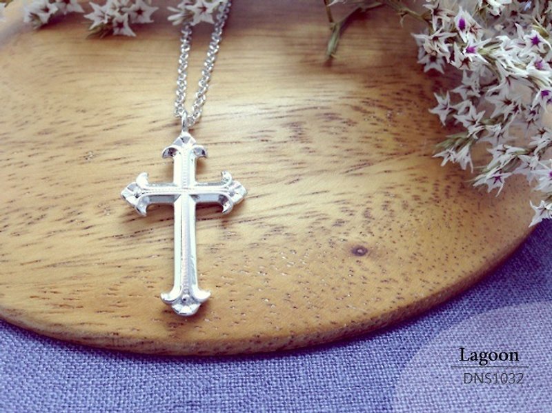 Cross Series] [DNS1032 sterling silver necklace hand made. Necklace boys. Girls Necklace - สร้อยคอ - โลหะ สีเทา