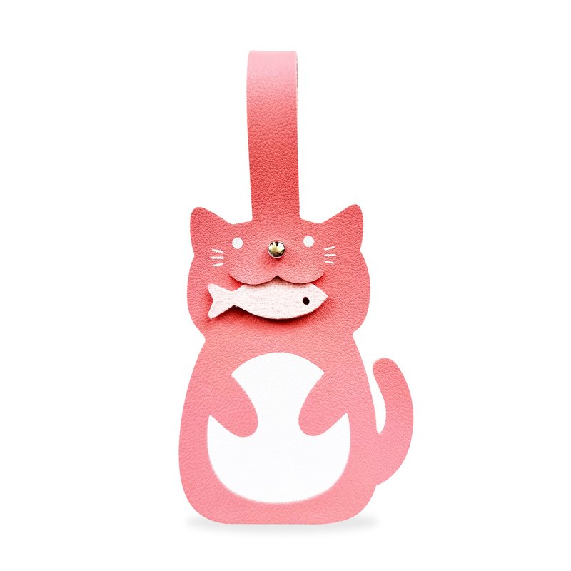 Worpi Baggage Tag - Pink - Cat - Luggage Tags - Faux Leather Pink