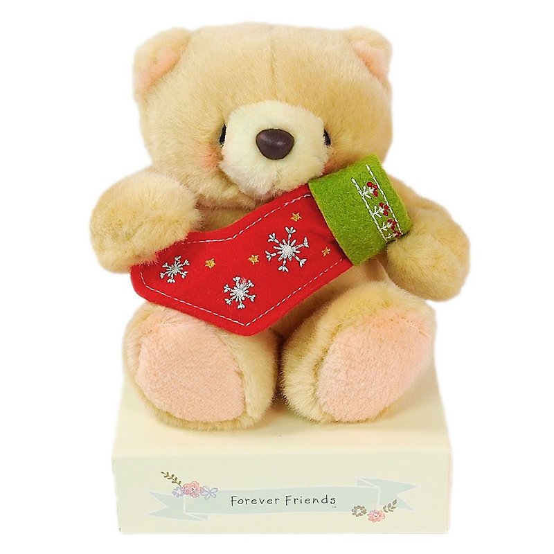 4.5吋Christmas stockings fluffy bear [Hallmark-ForeverFriends Christmas Series] - ตุ๊กตา - วัสดุอื่นๆ สีทอง