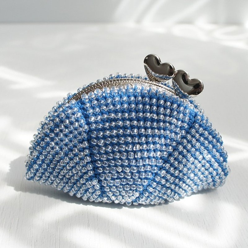 Ba-ba handmade ☆ beads crochet coinpurse (No.598) - กระเป๋าสตางค์ - วัสดุอื่นๆ สีน้ำเงิน