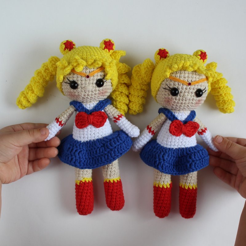 Sailor Moon crochet doll, Sailormoon Usagi anime doll - ของเล่นเด็ก - ผ้าฝ้าย/ผ้าลินิน สีแดง