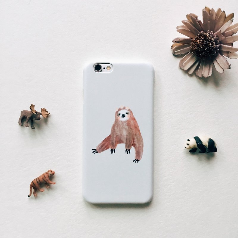 Zoo Series Sloth Beige Phone Case - Phone Cases - Plastic White