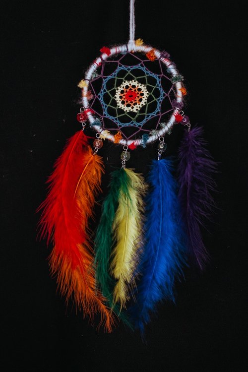 Mr.SkullyPop 純手工捕夢網 Handmade Dreamcatcher-【彩色小毛球-隱藏彩虹】