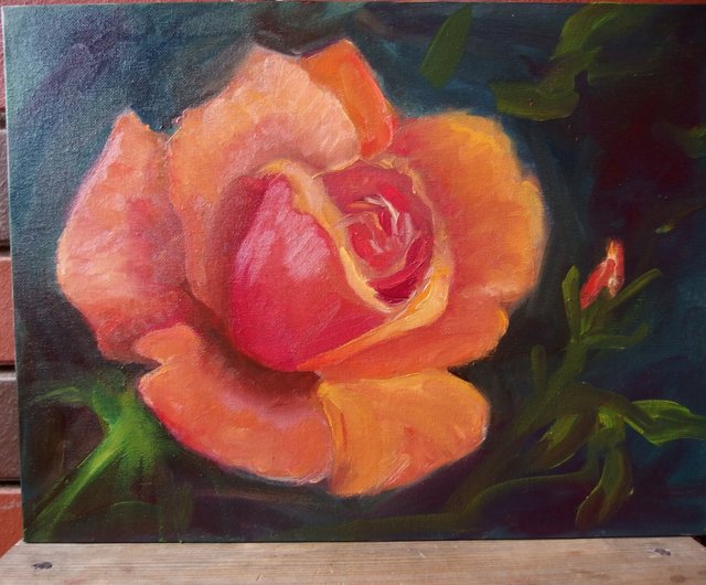 油絵 絵画【猫と黄色薔薇】