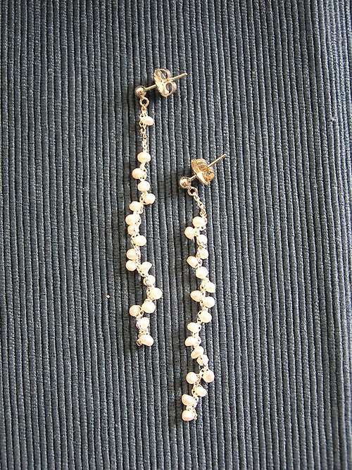 irisjjewellery 自家設計100%手工製925純銀雨季系列淡水珍珠耳環
