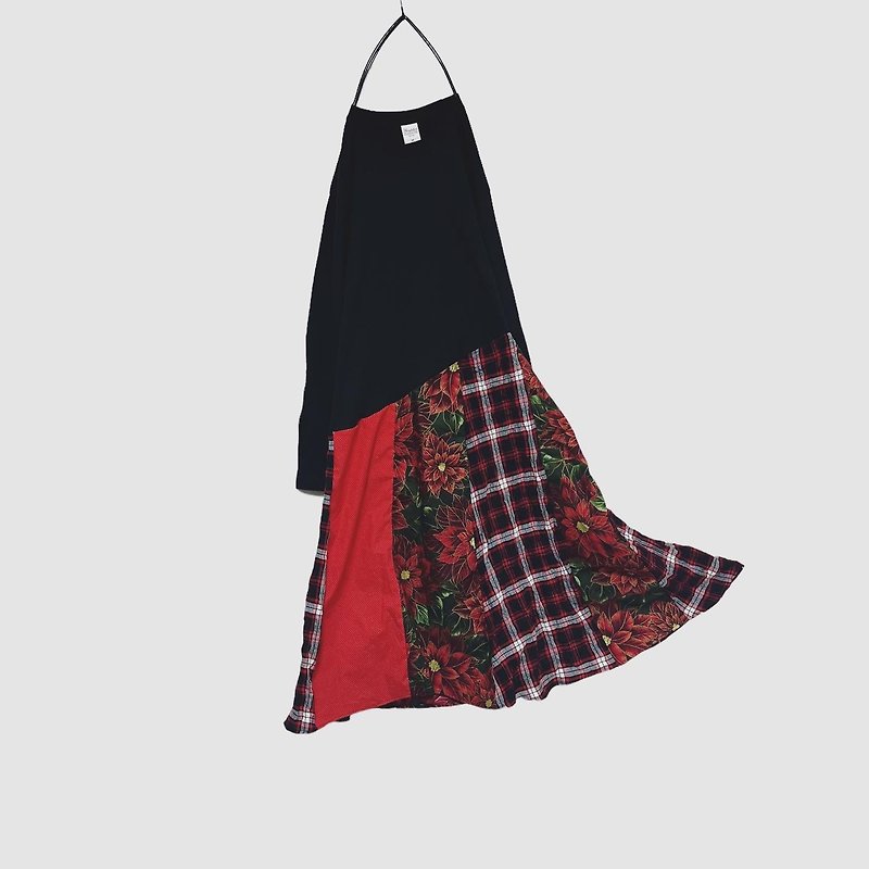 ポインセチアのtシャツワンピース　Lサイズ - 洋裝/連身裙 - 棉．麻 紅色