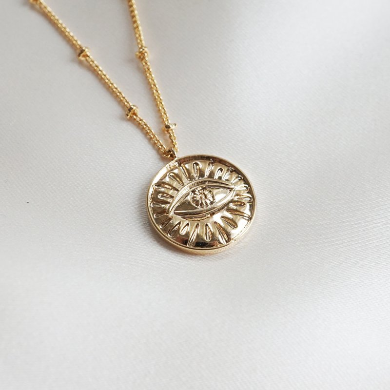 惡魔之眼 Evil Eye 硬幣項鏈 - 歐美項鏈 - 金色項鏈 - 硬幣項鏈 - 項鍊 - 其他金屬 金色