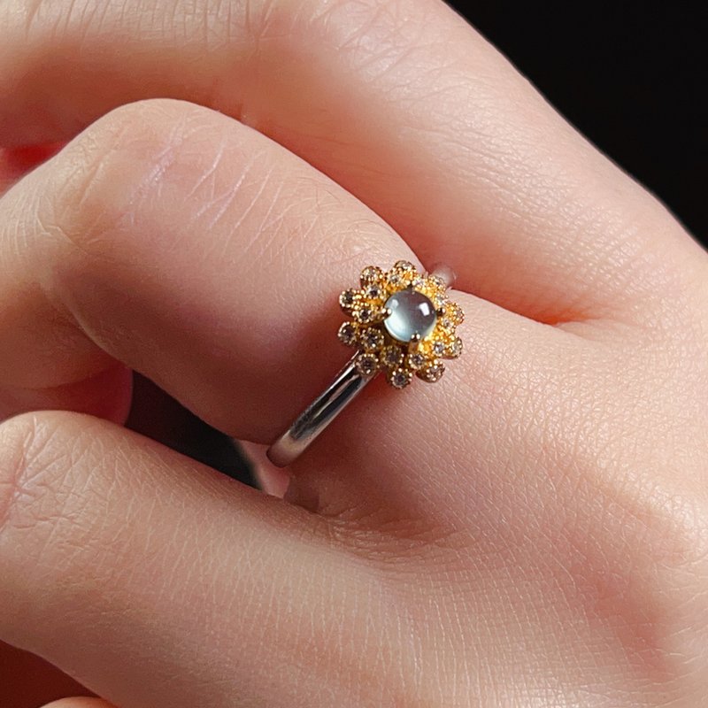 Radiant Glass-Type Jadeite Cabochon Ring, 925 Sterling Silver | Natural Grade A Jadeite | Gift - General Rings - Jade Green