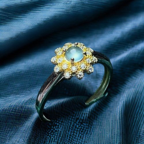 瓔珞珠寶盒 E.L.Jewelry Box 放光起剛玻璃種翡翠蛋面戒指 925純銀 | 天然翡翠A貨 | 送禮