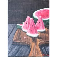 油絵 ミニ絵画【スイカ】 油絵 ミニ絵画【スイカ】 油絵 ミニ絵画【スイカ】