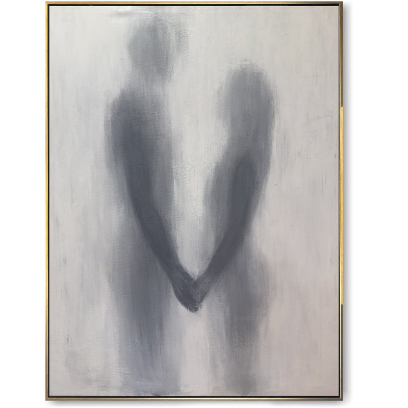Abstract Couple Painting Romantic Minimalist Wall Art Modern Home Decor - 壁貼/牆壁裝飾 - 壓克力 灰色