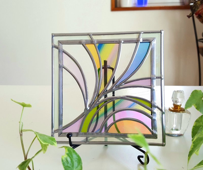 Iron stand decoration art "Spring breeze 1" - Items for Display - Glass Multicolor
