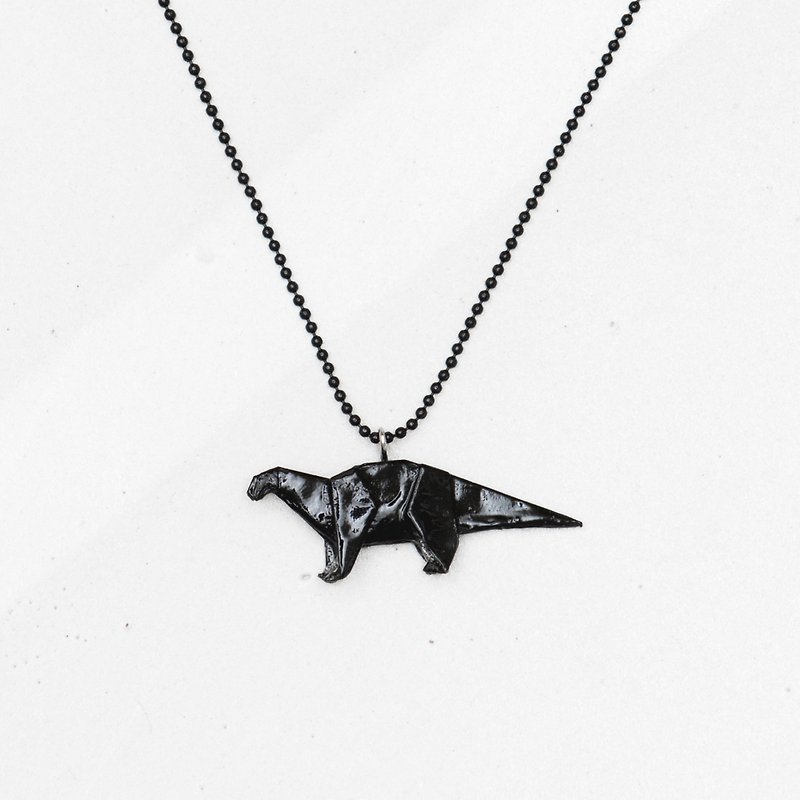 \Dark Jurassic/ Origami Necklace_ Thunder Dragon - Necklaces - Paper Black