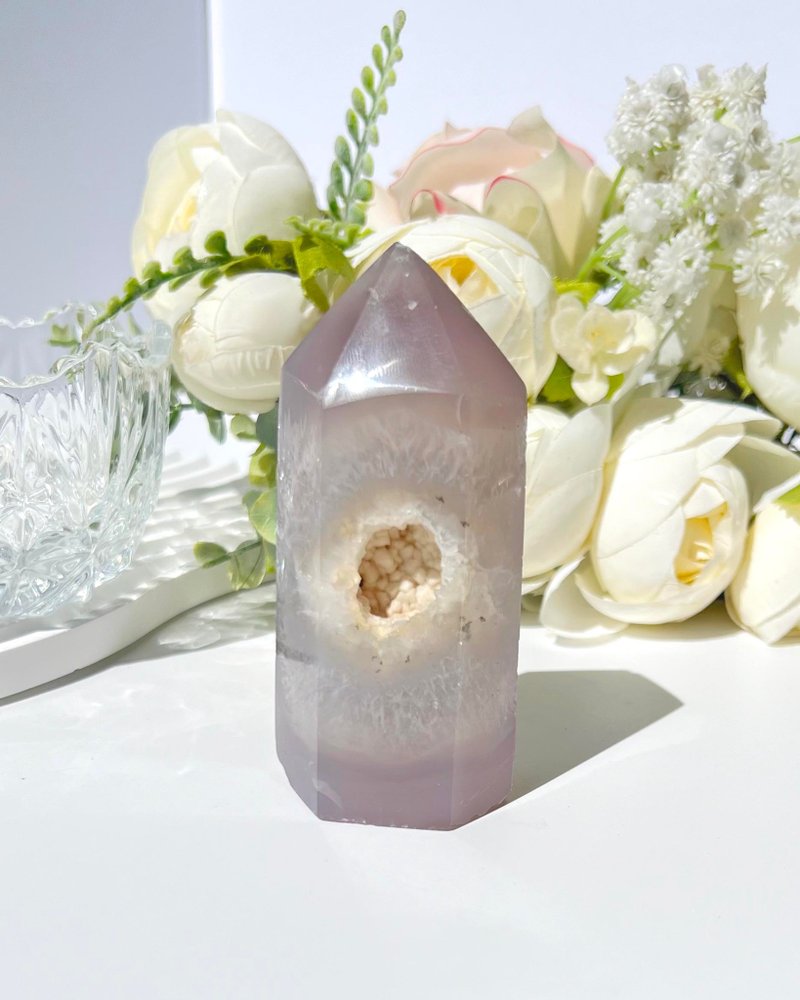 Natural purple agate symbiotic crystal energy column - ของวางตกแต่ง - คริสตัล สีม่วง