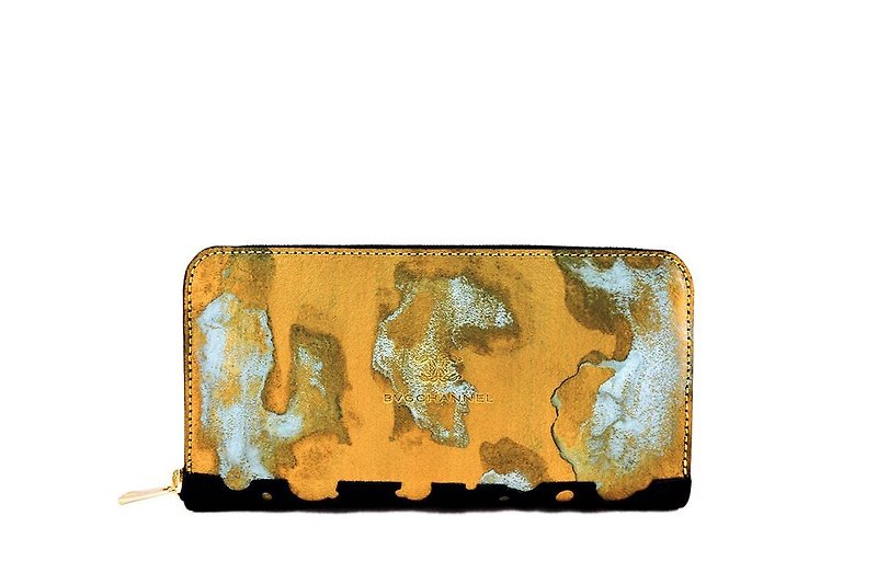 RUST GOLD Zip Around Wallet - กระเป๋าสตางค์ - หนังแท้ สีทอง