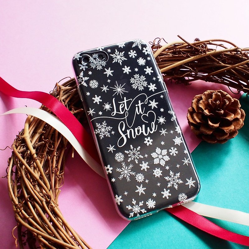Snowflake-Let It Snow-Drop Resistant Transparent Soft Case- iphone series,Samsung, Android - スマホケース - プラスチック ホワイト