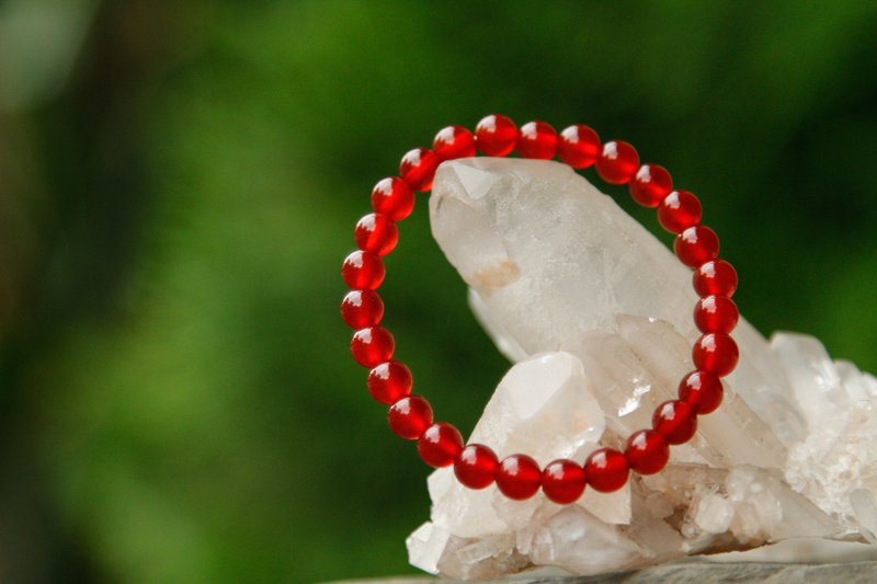 【Series of Bracele】6mm Red agate bracelet - Bracelets - Gemstone Red